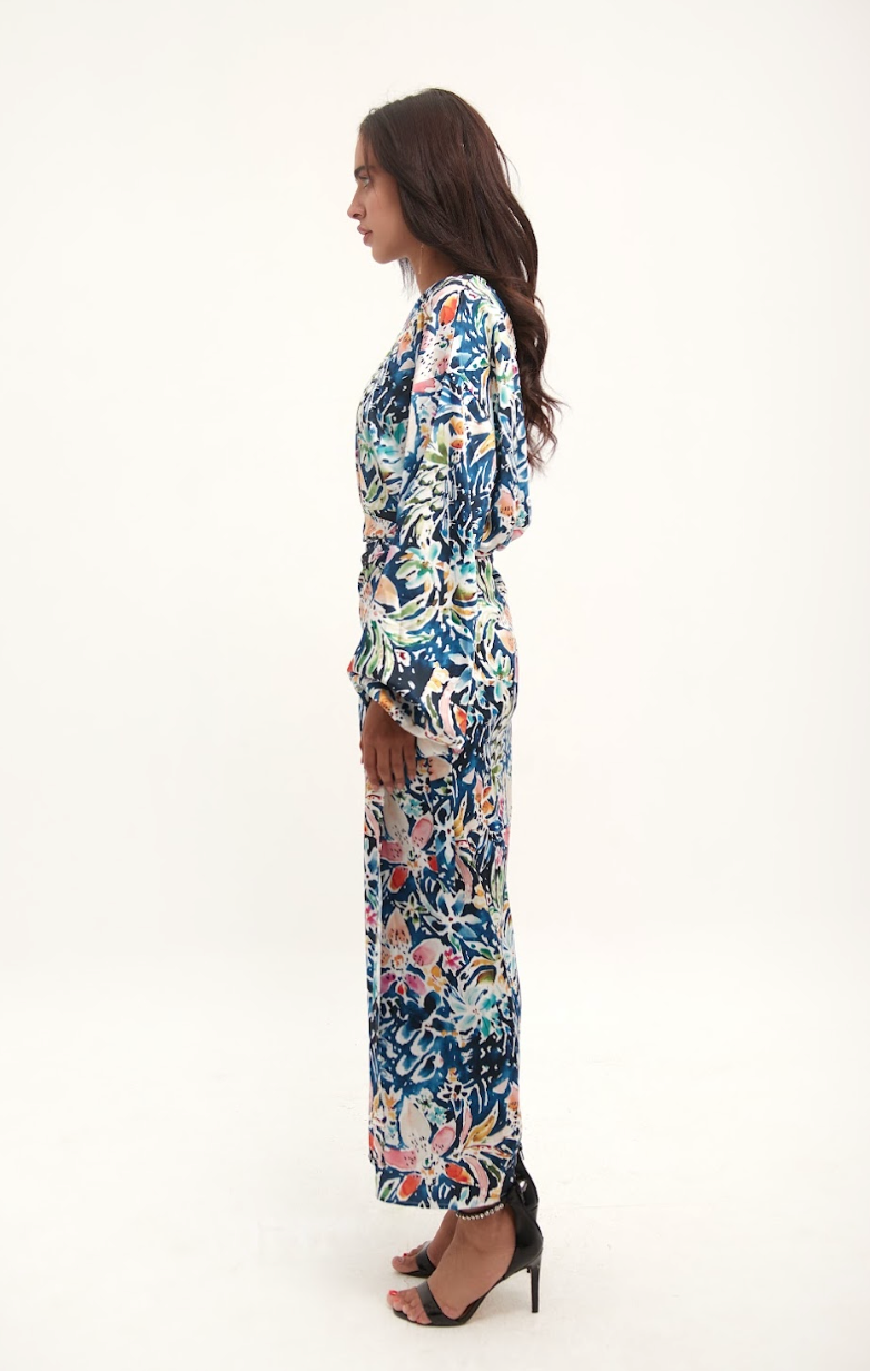 Dark Floral Satin Dress