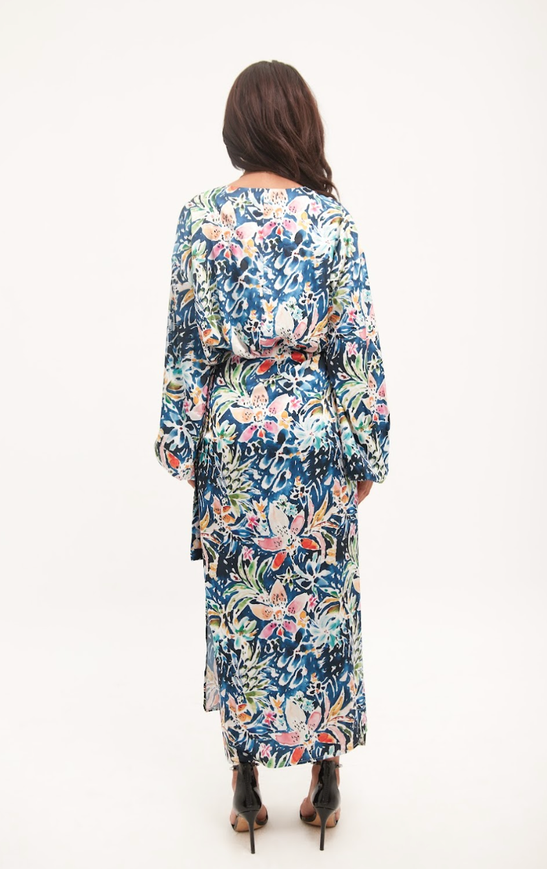 Dark Floral Satin Dress