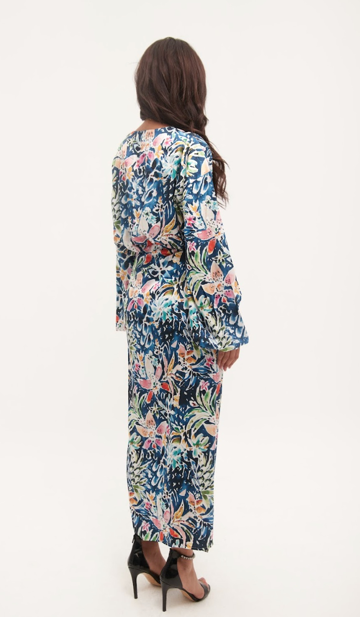 Dark Floral Satin Dress