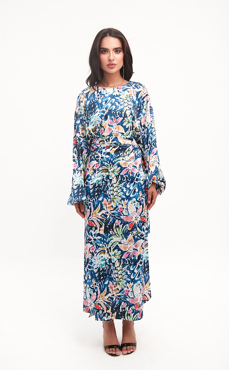 Dark Floral Satin Dress