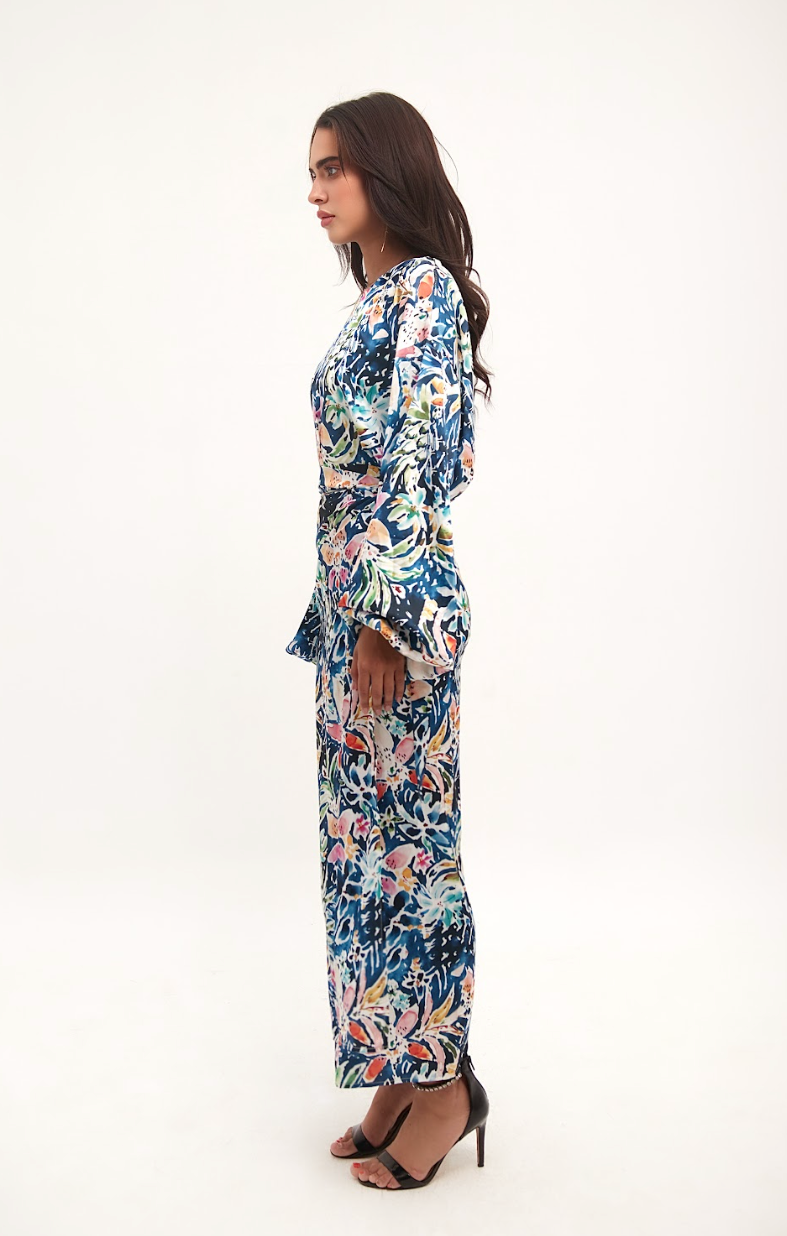 Dark Floral Satin Dress